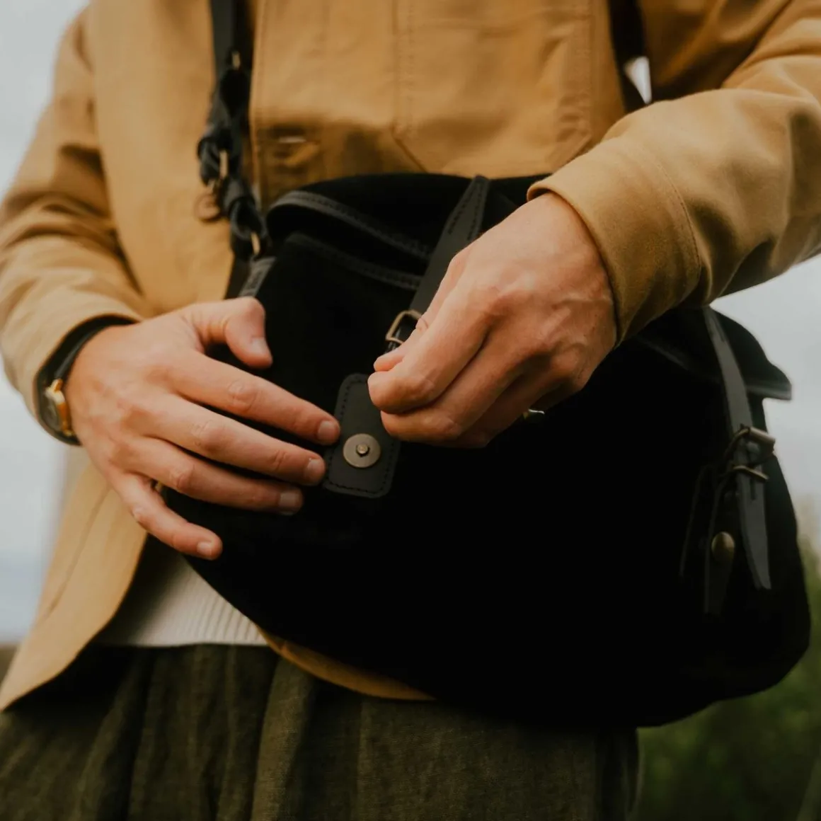 Musette du pêcheur M / Cuir Velours